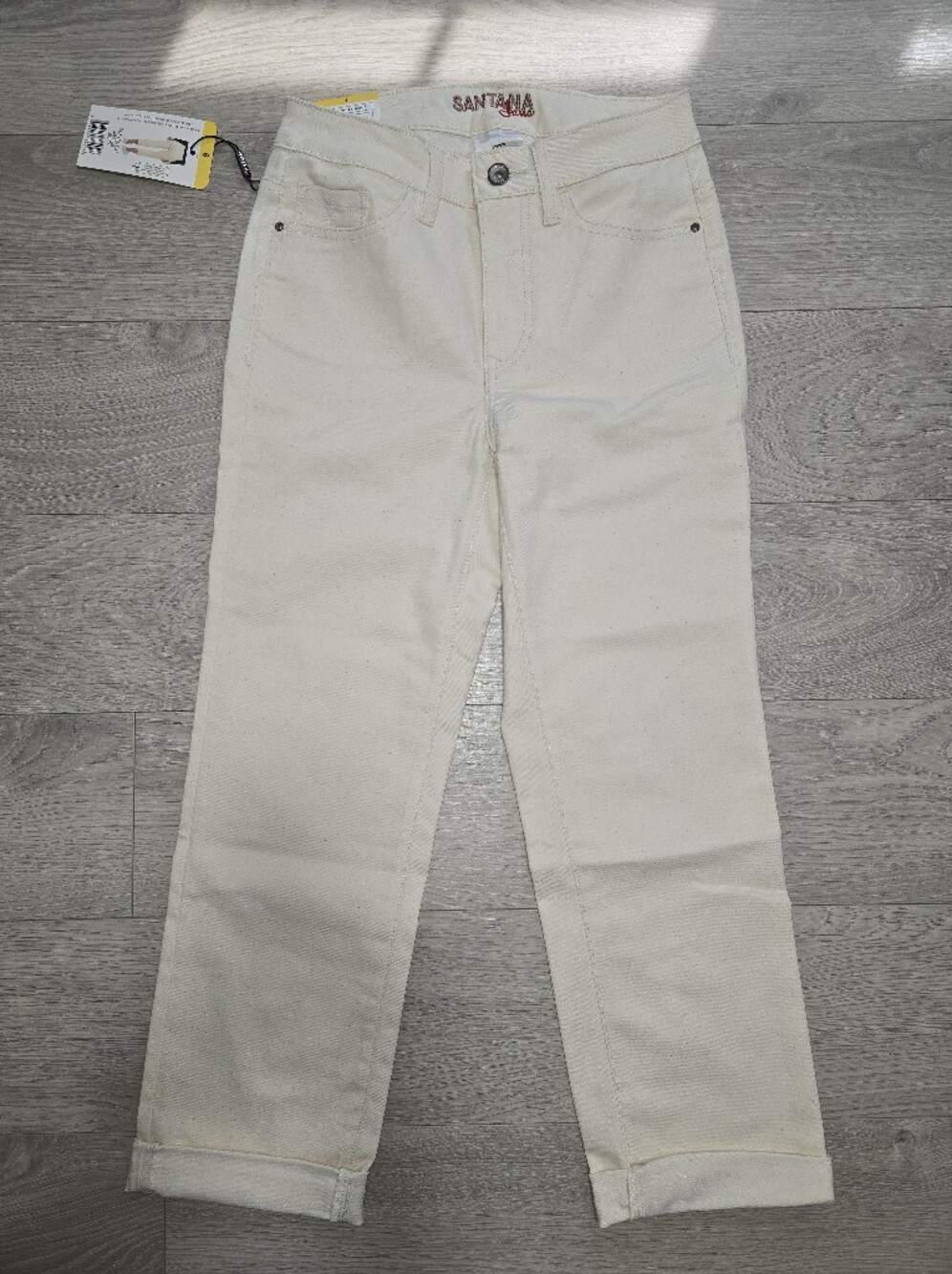 Womens Cream Straight-Leg Capris